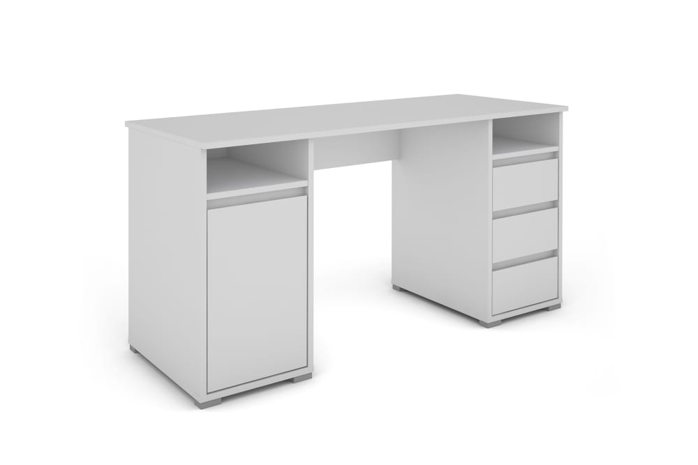 wohnli-moebel-suche-Schreibtisch-mit-3-Schubladen-1-Tuer-2-Faechern-138x75x55-cm-weiss Wohnli Möbelsuche - Schreibtisch mit 3 Schubladen