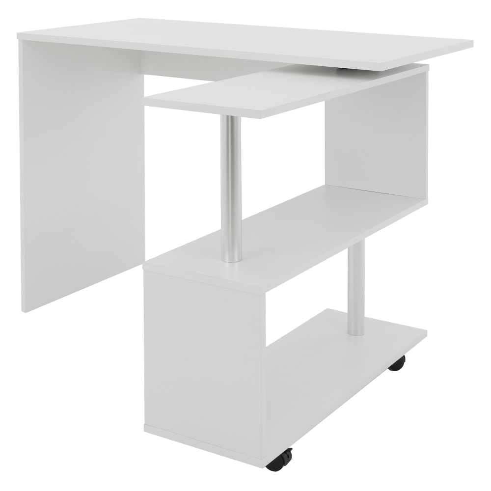 Wohnli Möbelsuche - Schreibtisch mit vier Rollen 150x88x75 cm Weiß mdf