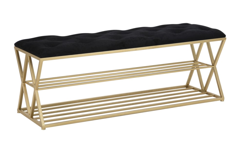 Wohnli Möbelsuche - Schuhbank aus Stoff und Metallgestell cm 120x40x45