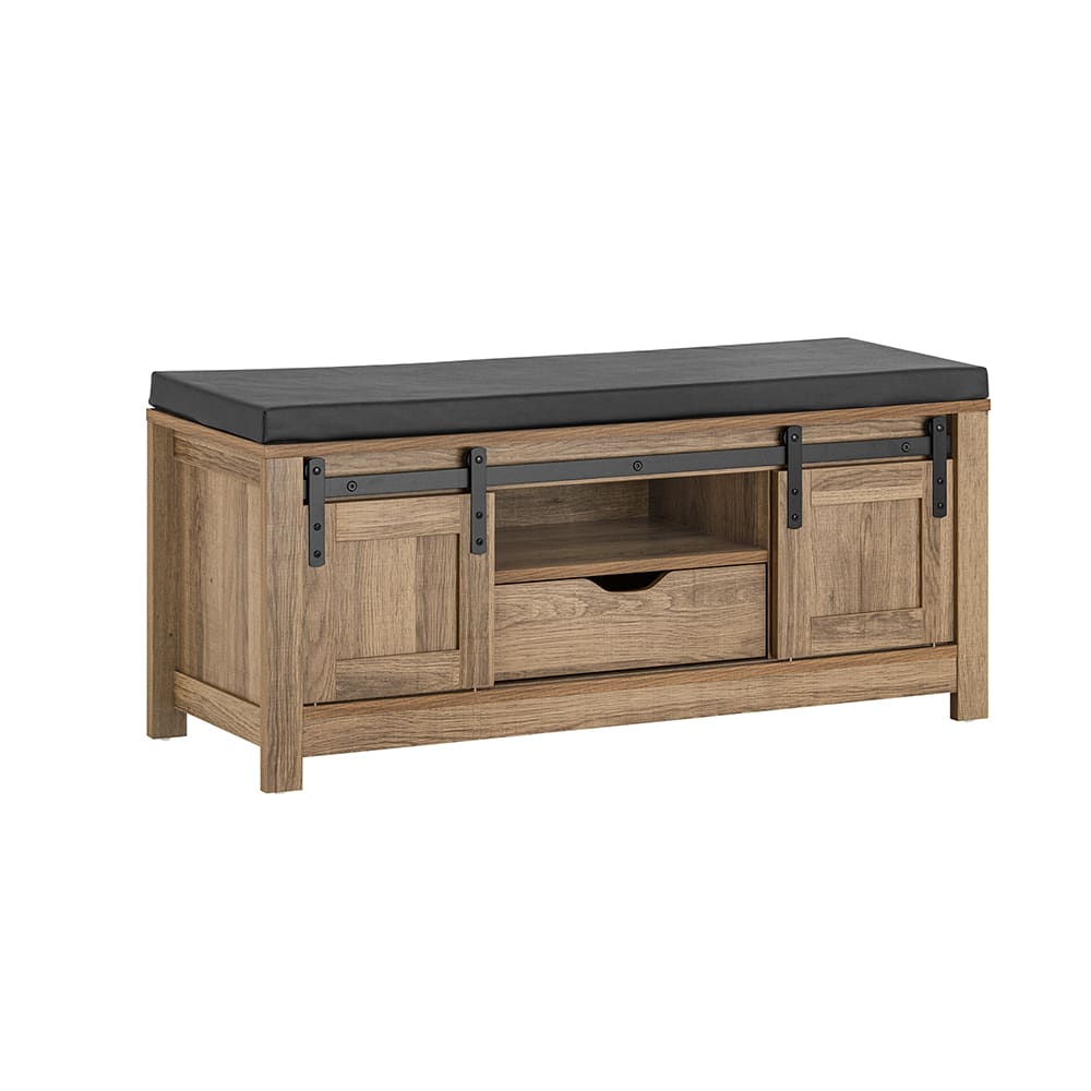 Wohnli Möbelsuche - Schuhbank mit 2 Fächern und 2 Schiebetüren PB Hellbraun