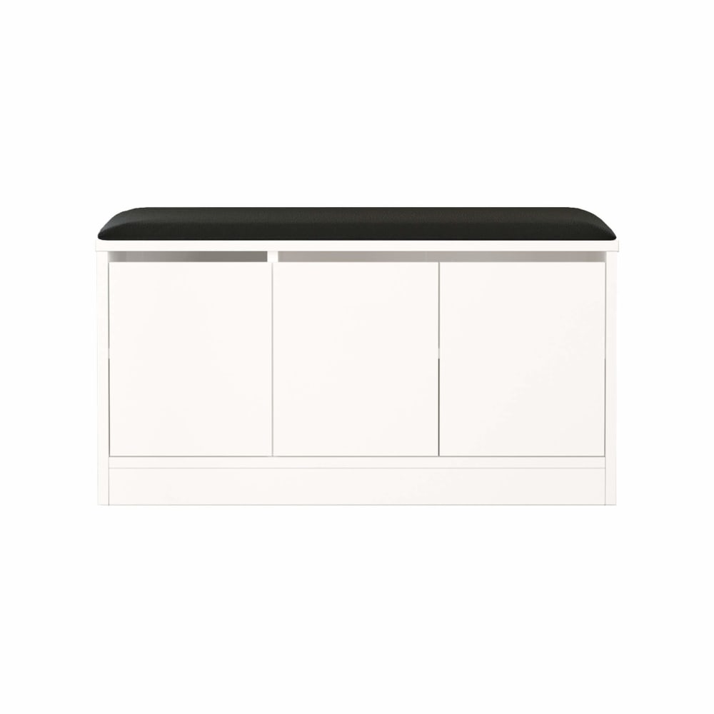 Wohnli Möbelsuche - Schuhbank mit Sitzfläche und 2 Regalen aus weißem Spanplatten