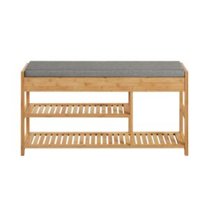 Wohnli Möbelsuche - Schuhbank mit Sitzfläche und Schubladen Sitzbank Natur Bambus