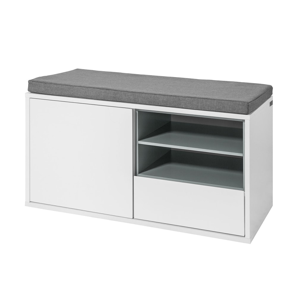 Wohnli Möbelsuche - Schuhbank mit Sitzkissen MDF Weiß