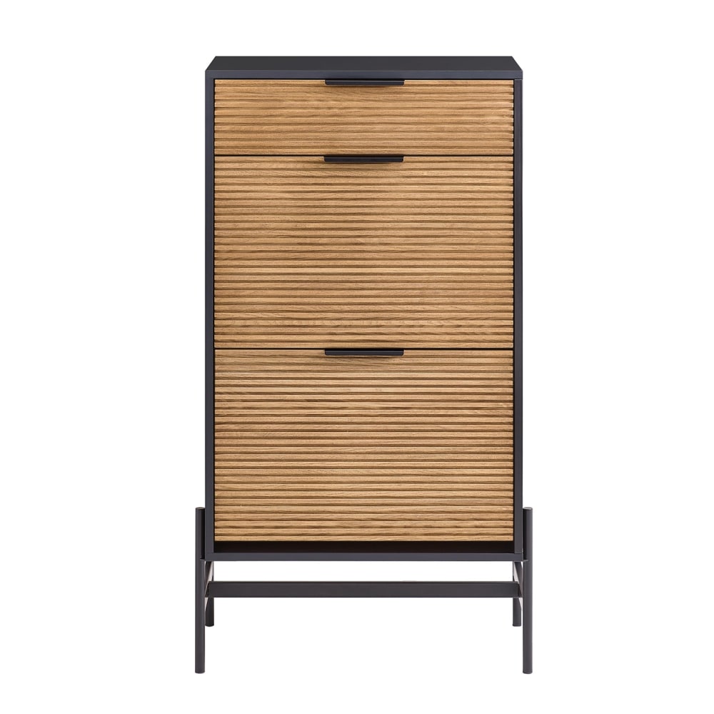 Wohnli Möbelsuche - Schuhkipper Schuhablage Schuhschrank aus  MDF(E1) Metall Schwarz