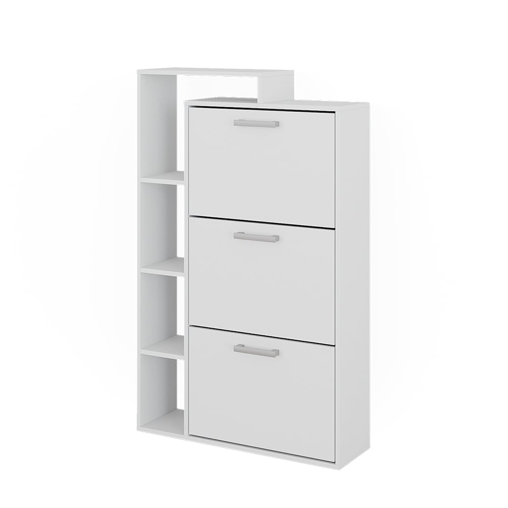 wohnli-moebel-suche-Schuhkommode-mit-3-Faechern-Weiss-80-x-128.3-cm Wohnli Möbelsuche - Schuhkommode mit 3 Fächern