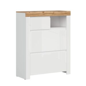 wohnli-moebel-suche-Schuhmoebel-Weiss-und-Holzoptik-92cm Wohnli Möbelsuche - Schuhmöbel