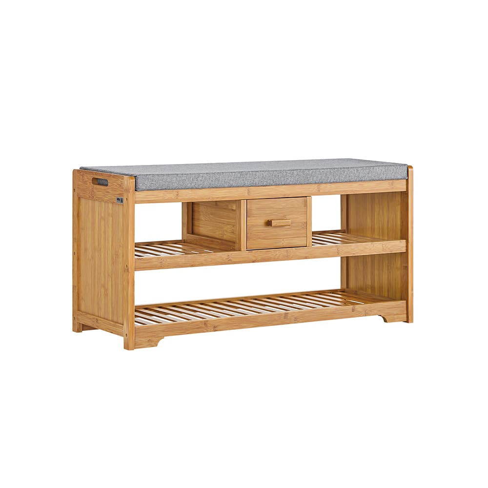 wohnli-moebel-suche-Schuhregal-mit-2-Ablagen-und-Schublade-Natur-Bambus Wohnli Möbelsuche - Schuhregal mit 2 Ablagen und Schublade Natur Bambus