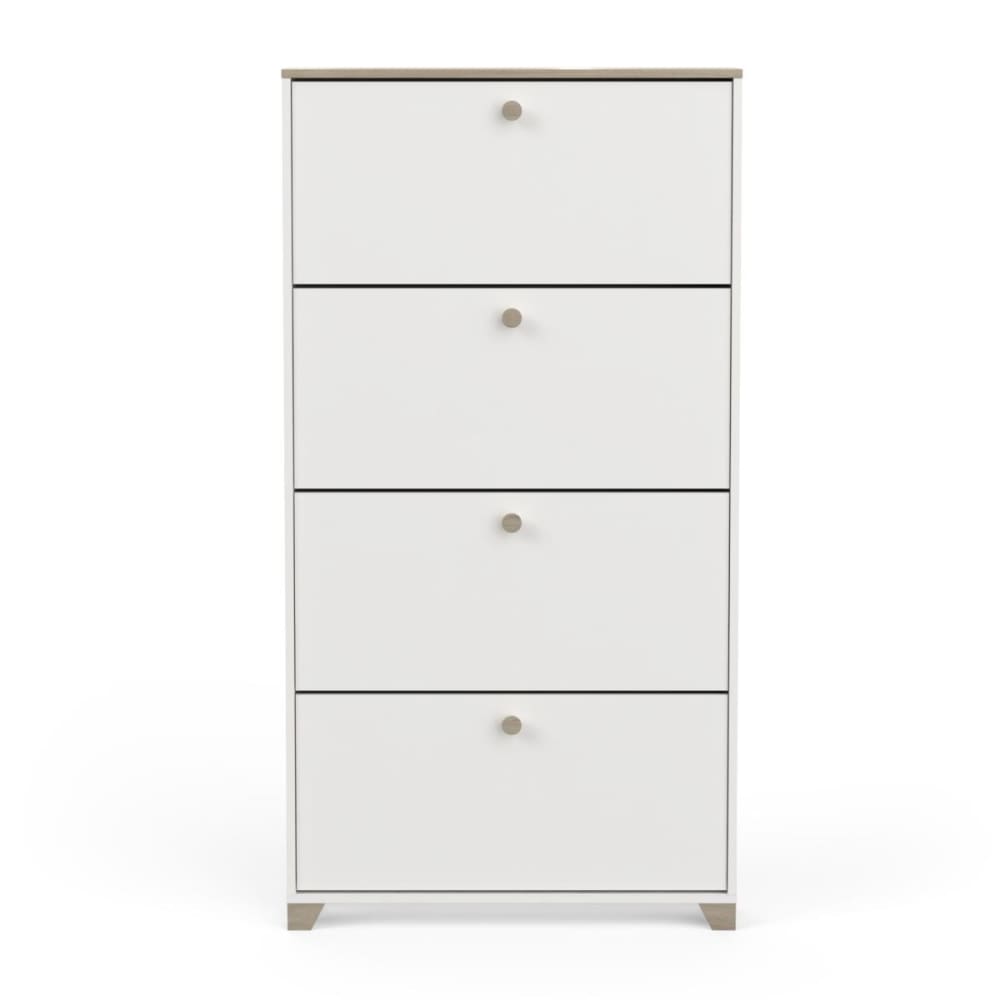 wohnli-moebel-suche-Schuhregal-mit-4-Klappen-Dekor-Eiche-Kronberg-und-Weiss-L808-cm Wohnli Möbelsuche - Schuhregal mit 4 Klappen