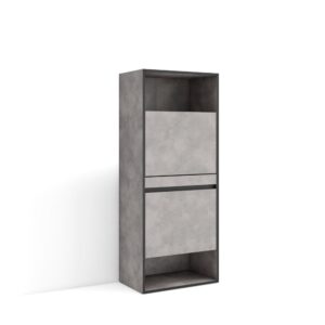 Wohnli Möbelsuche - Schuhschrank Holzeffekt 60x35x145cm Zementgrau