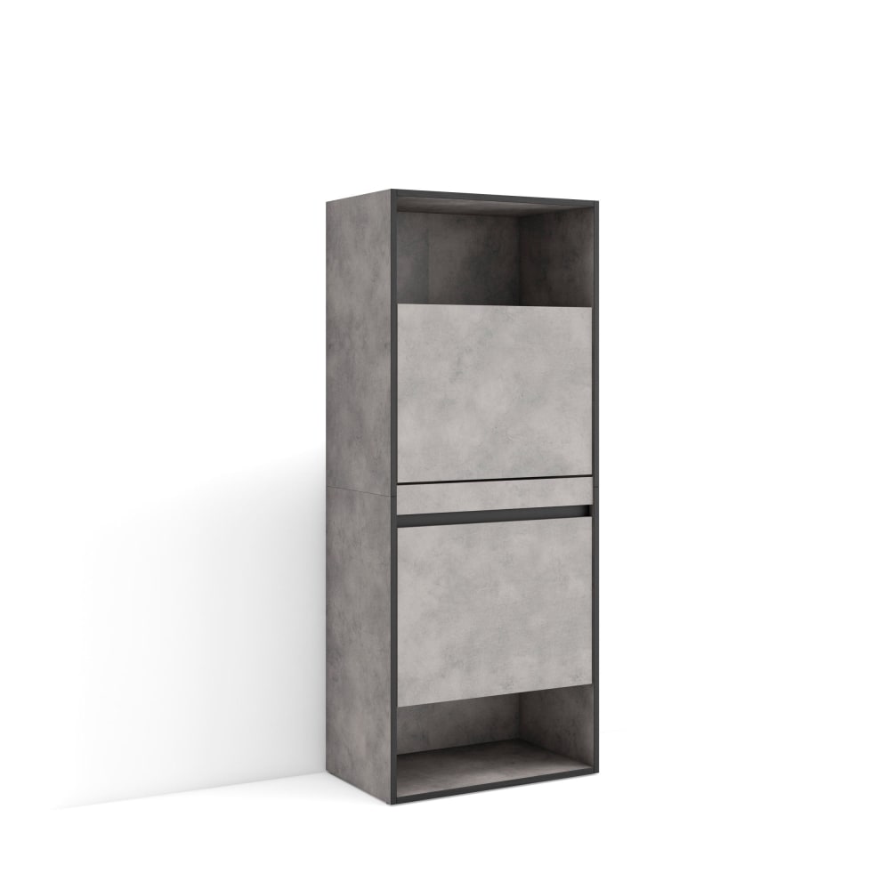 Wohnli Möbelsuche - Schuhschrank Holzeffekt 60x35x145cm Zementgrau