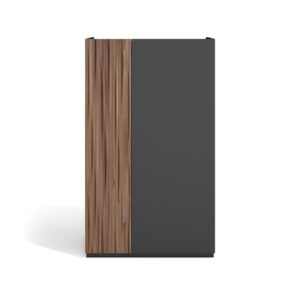 Wohnli Möbelsuche - Schuhschrank Melamin Graphit Tür Lattenoptik Nussbaum 122x70x35 cm