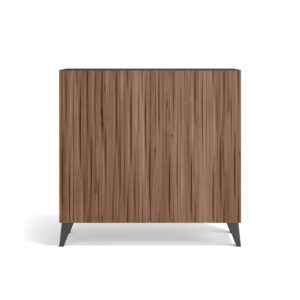 Wohnli Möbelsuche - Schuhschrank Melamin Graphit Türen Lattenoptik Nussbaum 87x90x27 cm