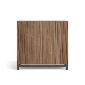 Wohnli Möbelsuche - Schuhschrank Melamin Graphit Türen Lattenoptik Nussbaum 90x90x27 cm