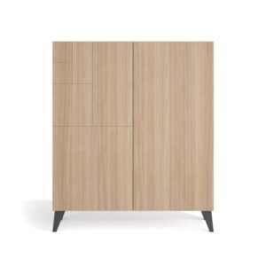 Wohnli Möbelsuche - Schuhschrank Melamin Hellnussbaum Beine Graphit 109x90x27 cm