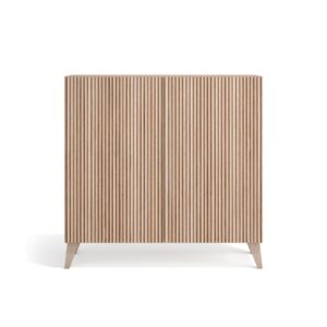 Wohnli Möbelsuche - Schuhschrank Melamin Hellnussbaum Türen Lattenoptik Hell 87x90x27cm