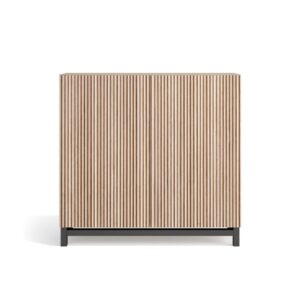 Wohnli Möbelsuche - Schuhschrank Melamin Hellnussbaum Türen Lattenoptik Hell 90x90x27