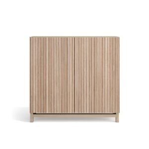 Wohnli Möbelsuche - Schuhschrank Melamin Hellnussbaum Türen Lattenoptik Hell 90x90x27cm