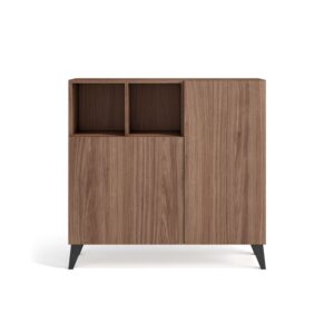 Wohnli Möbelsuche - Schuhschrank Melamin Nussbaum Beine Graphit 87×90×27?cm