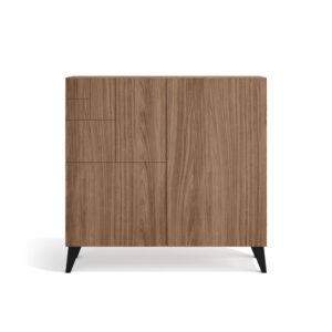 Wohnli Möbelsuche - Schuhschrank Melamin Nussbaum Beine Schwarz 87x90x27 cm