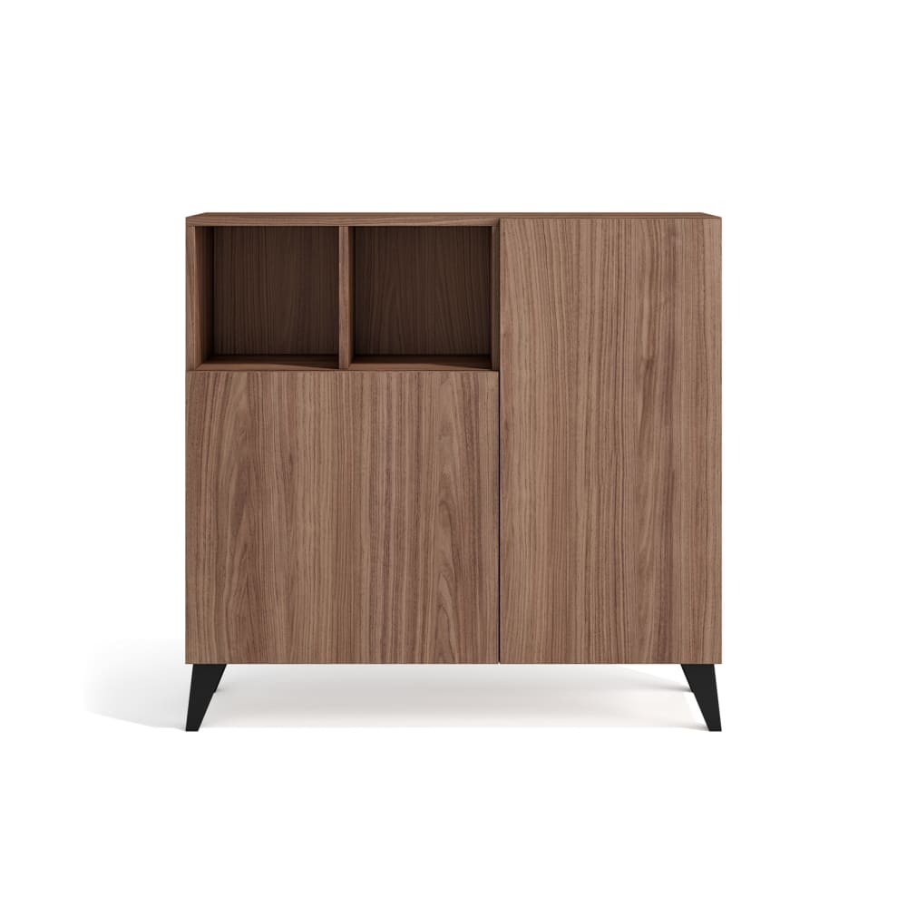 Wohnli Möbelsuche - Schuhschrank Melamin Nussbaum Beine Schwarz 87×90×27?cm