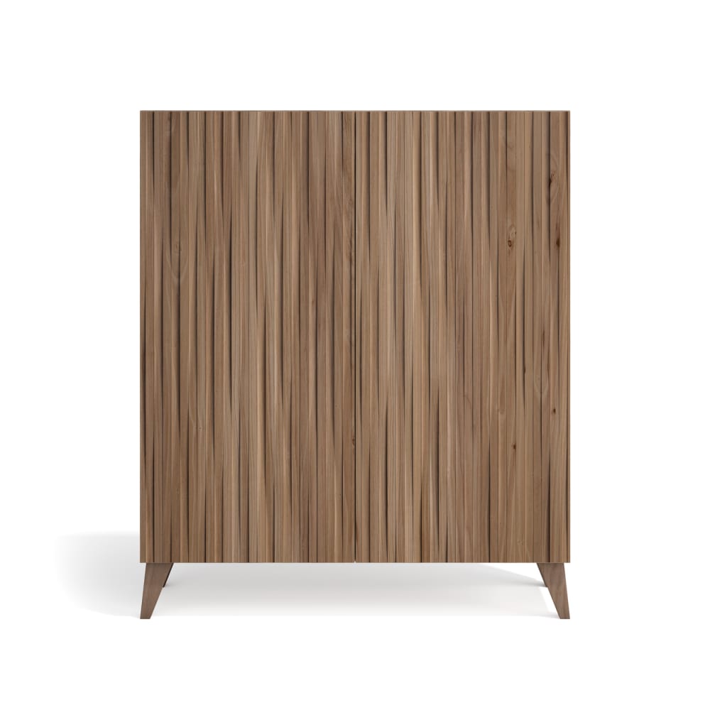 Wohnli Möbelsuche - Schuhschrank Melamin Nussbaum Türen Lattenoptik Nussbaum 109x90x27cm