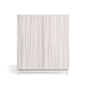 Wohnli Möbelsuche - Schuhschrank Melamin Weiß Türen Lattenoptik weißen 112x90x27 cm