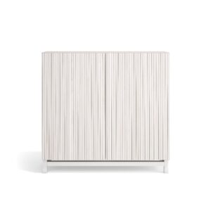 Wohnli Möbelsuche - Schuhschrank Melamin Weiß Türen Lattenoptik weißen 90x90x27 cm