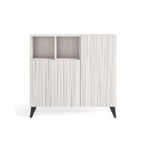 Wohnli Möbelsuche - Schuhschrank Melamin Weiß weißem Türen Lattenoptik 87x90x27