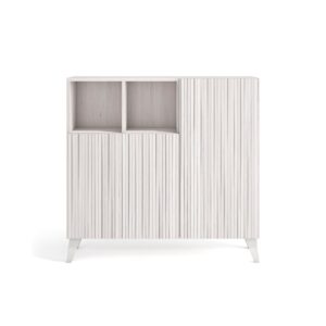 Wohnli Möbelsuche - Schuhschrank Melamin Weiß weißem Türen Lattenoptik 87x90x27cm