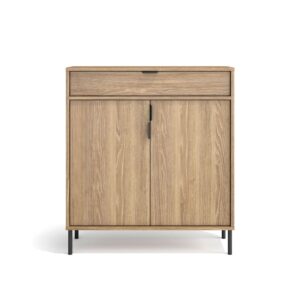 Wohnli Möbelsuche - Schuhschrank aus Melamin Gold-Eiche mit Füßen in Graphit 89x80x29 cm