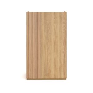 Wohnli Möbelsuche - Schuhschrank aus Melamin Gold-Eiche mit Tür in Lattenoptik 122x70x35