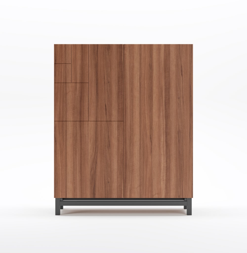 Wohnli Möbelsuche - Schuhschrank aus Melamin Nussbaum mit Füßen in Graphit 112x90x27