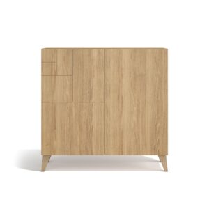 Wohnli Möbelsuche - Schuhschrank aus Melamin in Eiche mit Füßen in Eiche 87x90x27 cm