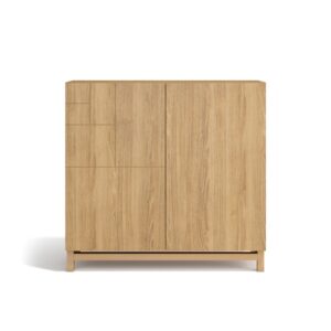 Wohnli Möbelsuche - Schuhschrank aus Melamin in Gold-Eiche mit Füßen 90x90x27 cm