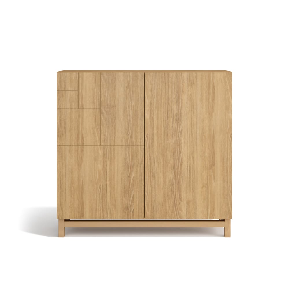 Wohnli Möbelsuche - Schuhschrank aus Melamin in Gold-Eiche mit Füßen 90x90x27 cm