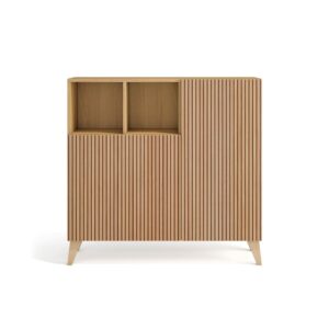 Wohnli Möbelsuche - Schuhschrank aus Melamin in Gold-Eiche mit Türen Lattenoptik 87x90x27