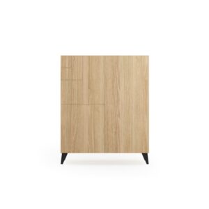 Wohnli Möbelsuche - Schuhschrank aus Melamin in Gold-Eiche mit schwarzen Füßen 109x90x27