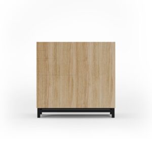 Wohnli Möbelsuche - Schuhschrank aus Melamin in Gold-Eiche mit schwarzen Füßen 90x90x27 cm