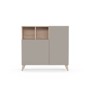 Wohnli Möbelsuche - Schuhschrank aus Melamin in Hell-Eiche mit Türen in Sand 87x90x27 cm