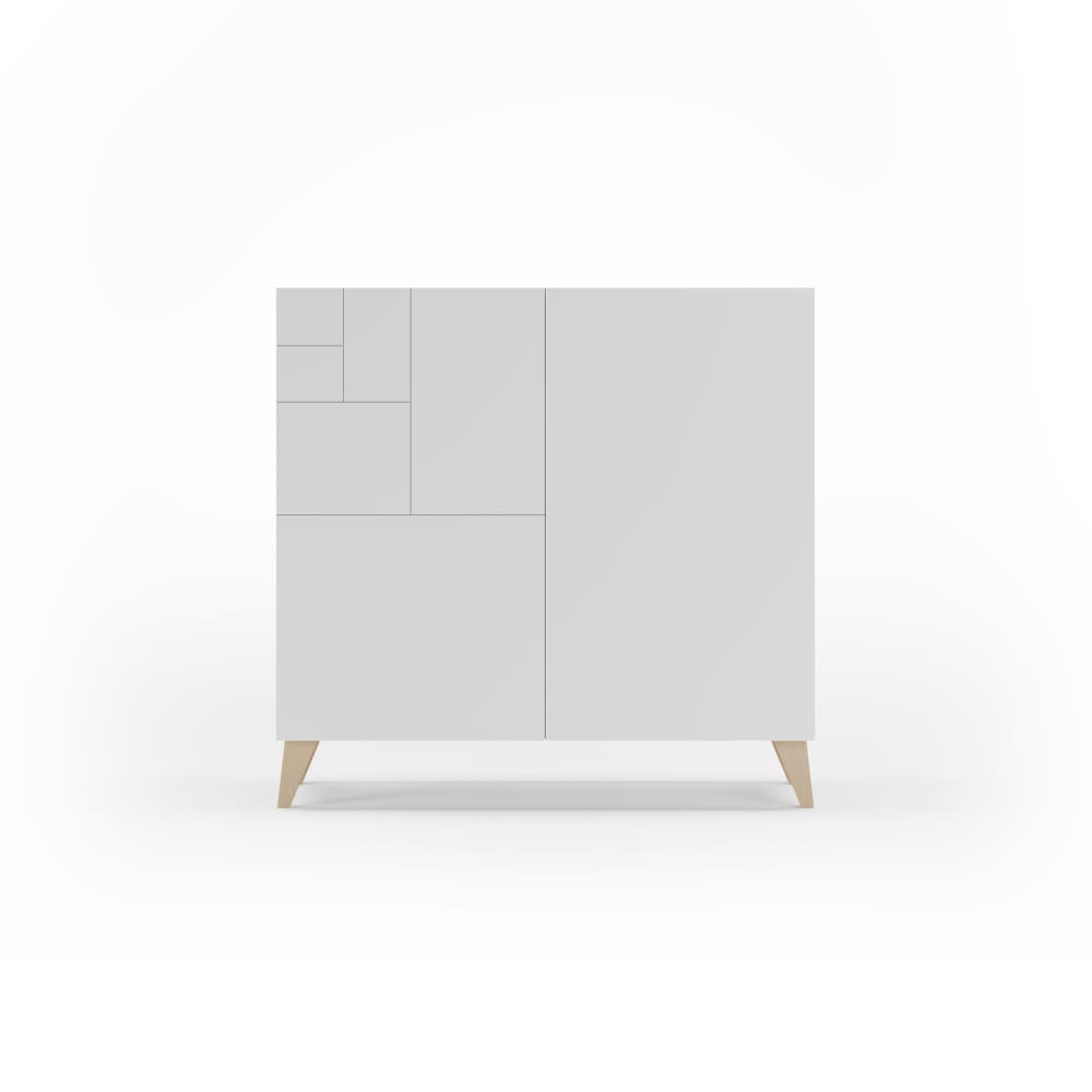 Wohnli Möbelsuche - Schuhschrank aus Melamin in Hell-Eiche mit Türen in Weiß