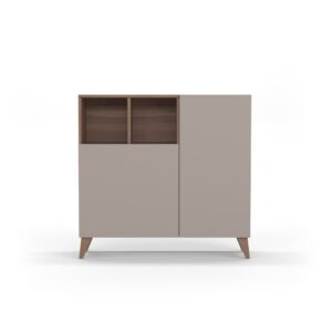 Wohnli Möbelsuche - Schuhschrank aus Melamin in Nussbaum mit Türen in Sand 87x90x27 cm