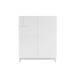 Wohnli Möbelsuche - Schuhschrank aus Melamin in Weiß gemasert 112x90x27 cm