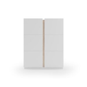 Wohnli Möbelsuche - Schuhschrank aus Melamin in Weiß mit Detail in Hell-Eiche 122x95x35 cm