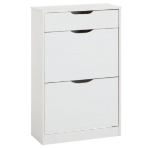 Wohnli Möbelsuche - Schuhschrank mit 1 Schublade und 2 Kipper weiß aus Kiefer