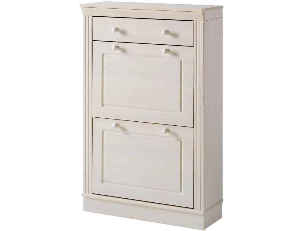 Wohnli Möbelsuche - Schuhschrank mit 2 Kipptüren und 1 Schublade aus Kiefer