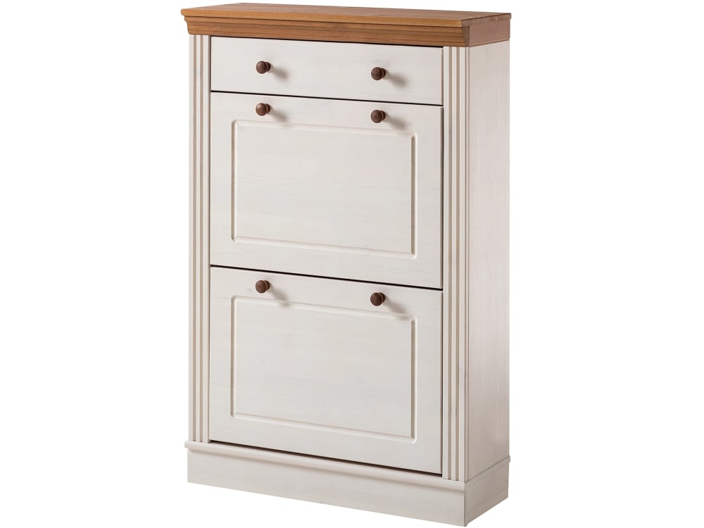 Wohnli Möbelsuche - Schuhschrank mit 2 Kipptüren und 1 Schublade aus Kiefer