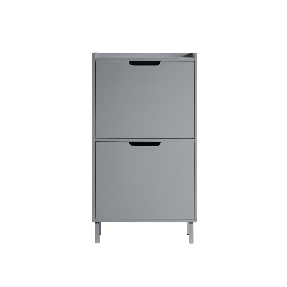 wohnli-moebel-suche-Schuhschrank-mit-2-Klappen-aus-Holz-und-Metall-Hellgrau Wohnli Möbelsuche - Schuhschrank mit 2 Klappen aus Holz und Metall Hellgrau