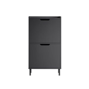 Wohnli Möbelsuche - Schuhschrank mit 2 Klappen aus Holz und Metall Schwarz