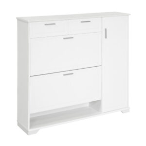 Wohnli Möbelsuche - Schuhschrank mit 2 Klappen und 2 Schubladen MDF PB Weiß