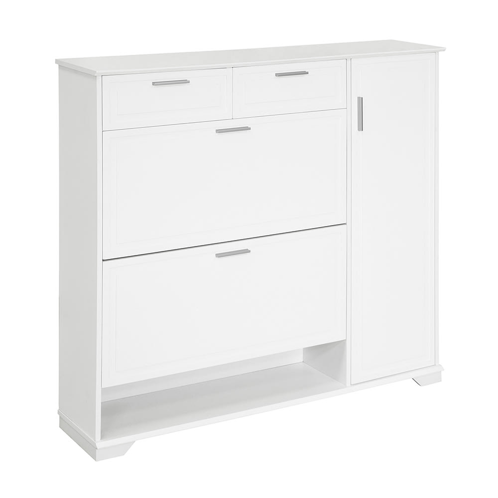 wohnli-moebel-suche-Schuhschrank-mit-2-Klappen-und-2-Schubladen-MDF-PB-Weiss Wohnli Möbelsuche - Schuhschrank mit 2 Klappen und 2 Schubladen MDF PB Weiß